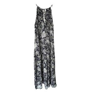 Hommage of Los Angeles navy white floral strappy maxi dress